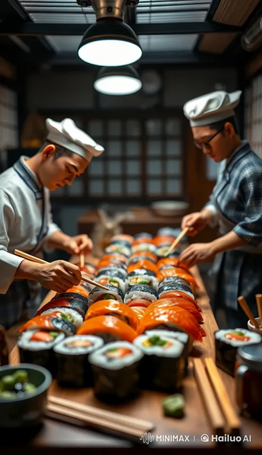 Traditional Japanese Sushi Craftsmanship in Live2D Animation – AI Generated Video | Hailuo AI