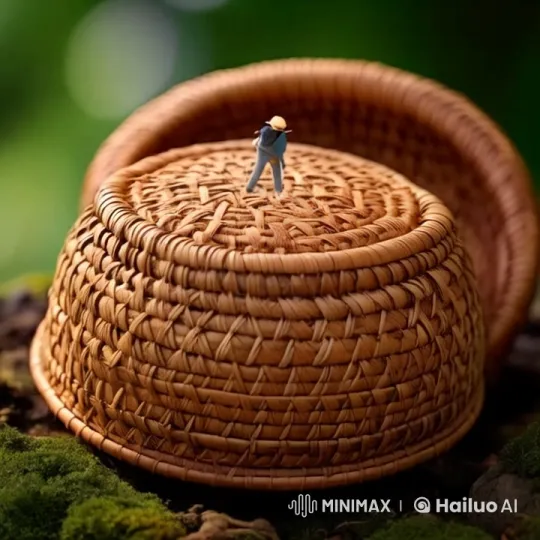 Tiny Weaver Crafts Oversized Wicker Pot Cover – AI Generated Video | Hailuo AI