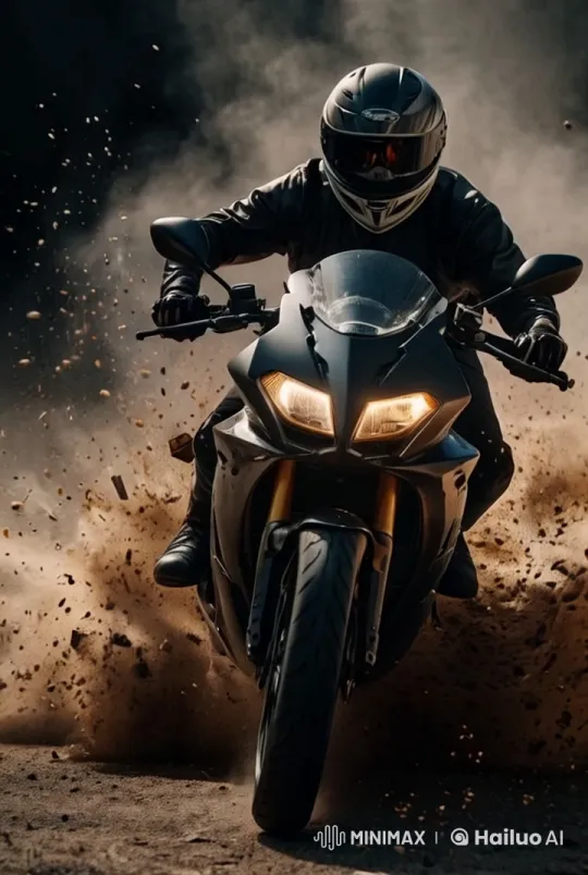 Bike Chase Through Explosions: Hyper-Speed POV Thriller – AI Generated Video | Hailuo AI