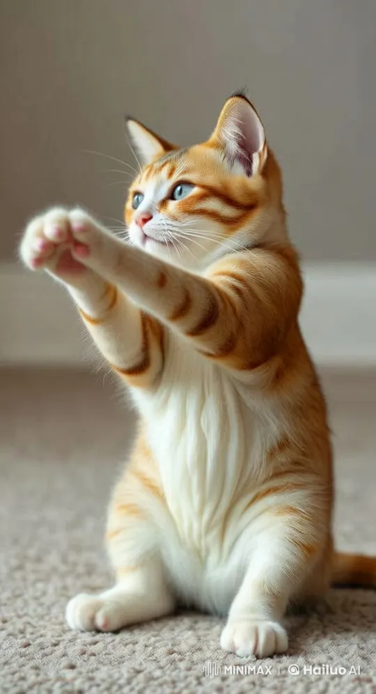 Stretchy Cat: Whimsical Animation Meets Realistic Behavior – AI Generated Video | Hailuo AI