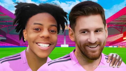 Soccer Players Share Affectionate Moment in Animated Stadium – AI Generated Video | Hailuo AI