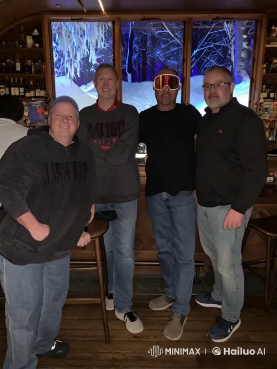 Winter Celebration: Men Toasting with Animated Reactions – AI Generated Video | Hailuo AI