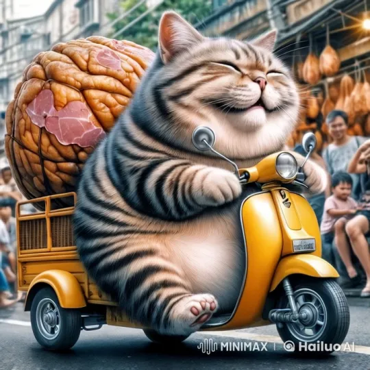 Chubby Cat Joyrides on Scooter with Prosciutto – AI Generated Video | Hailuo AI