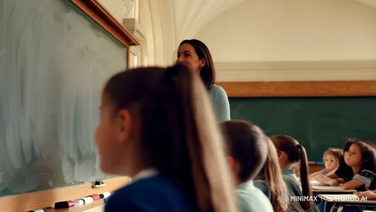 Teacher's Enthusiastic Classroom Entrance and Lesson – AI Generated Video | Hailuo AI