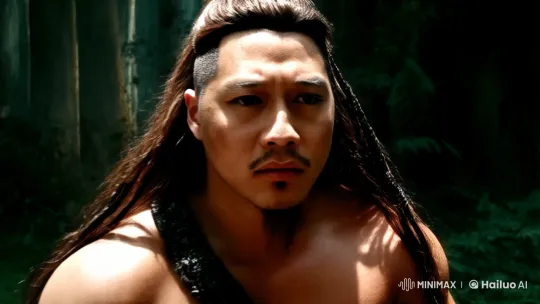 Asian Barbarian Prepares for Battle in Dark Forest – AI Generated Video | Hailuo AI