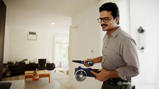 Handyman Performing Home Maintenance in Modern Decor – AI Generated Video | Hailuo AI