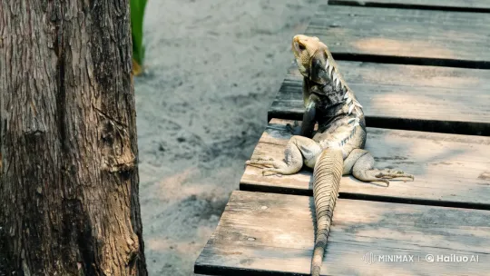 Iguana Emerges and Swiftly Dashes Away – AI Generated Video | Hailuo AI