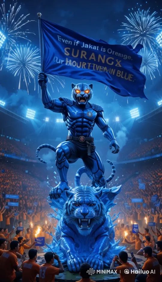 Vibrant Live2D Animation of a Stadium Event with Blue Panther and Orange Fans – AI Generated Video | Hailuo AI