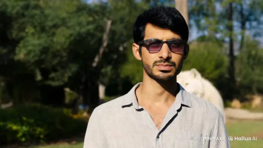 Man and Majestic White Wolf in Serene Outdoor Bonding Scene – AI Generated Video | Hailuo AI