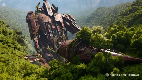Fallen Titan: A Journey Through Nature's Reclaimed War Machine – AI Generated Video | Hailuo AI