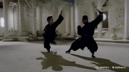 Aesthetic Kungfu Fight in Serene Courtyard – AI Generated Video | Hailuo AI