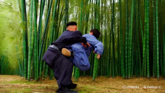 Kichs and Kungfu Kid's Intense Bamboo Forest Fight – AI Generated Video | Hailuo AI