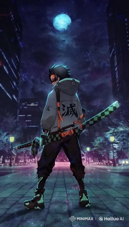 Warrior in Night Streets with Full Moon Illumination – AI Generated Video | Hailuo AI