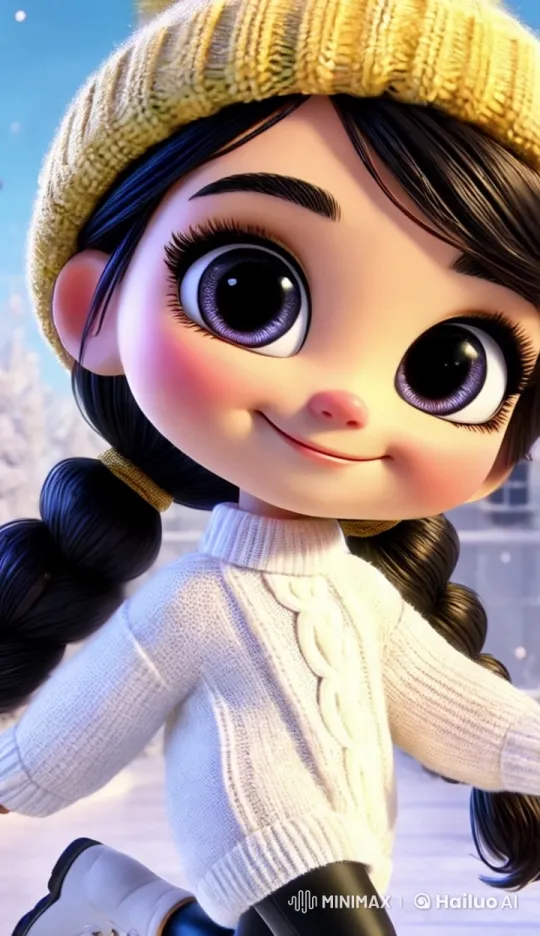 Animated Girl in Winter Wonderland – AI Generated Video | Hailuo AI