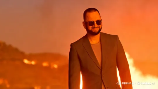 Man Walks Calmly Through Chaos Amidst Explosion – AI Generated Video | Hailuo AI