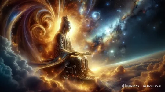 Celestial Majesty: A Divine Figure in Cosmic Light – AI Generated Video | Hailuo AI