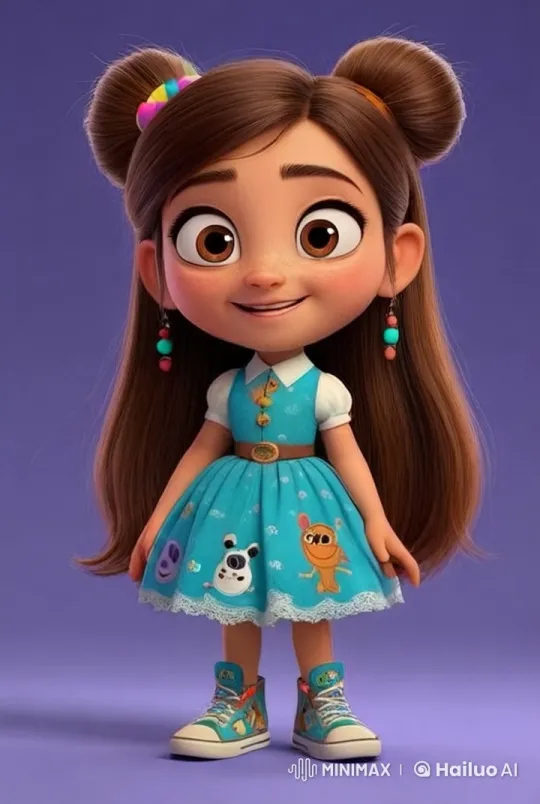Bright Blue Dress Girl Showcases Charm and Hygiene – AI Generated Video | Hailuo AI