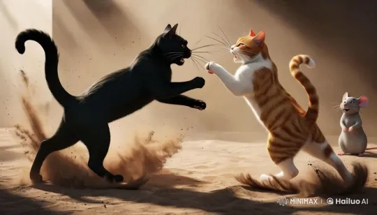 3D Cats Engage in Fierce Kungfu Battle – AI Generated Video | Hailuo AI
