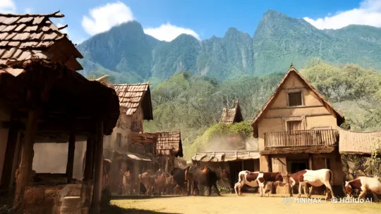 Cyclops Ravages Peaceful Village, Leaving Chaos and Destruction – AI Generated Video | Hailuo AI