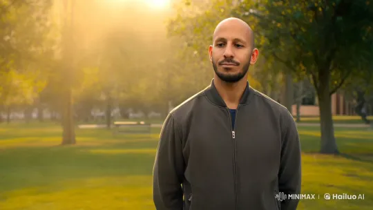 Warm Embrace: Man Meets Wonder Woman in Serene Park – AI Generated Video | Hailuo AI