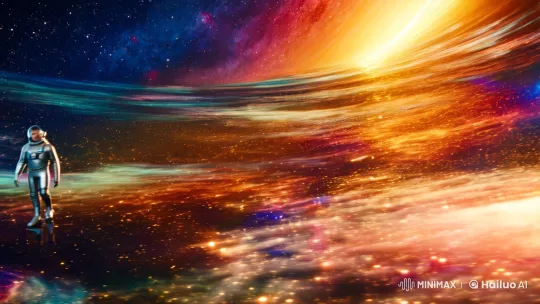 Astronaut Meets Cosmic Entity Amidst Nebula's Beauty – AI Generated Video | Hailuo AI