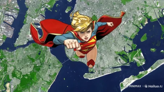 Supergirl Soars into Space in Dynamic Live2D Animation – AI Generated Video | Hailuo AI
