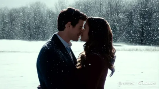 Couple Embraces in Serene Snowfall, Shares Intimate Kiss – AI Generated Video | Hailuo AI