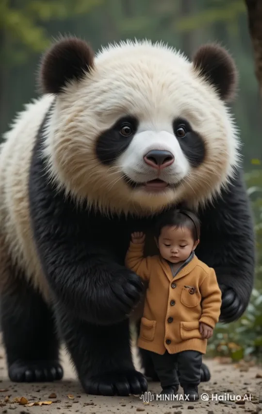 Panda and Child Stroll Through Forest in Live2D Animation – AI Generated Video | Hailuo AI