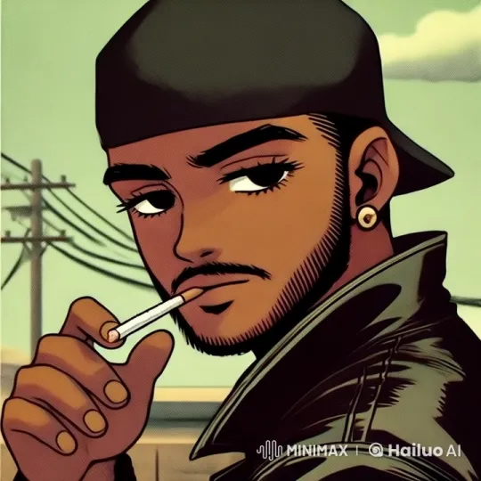Live2D Animated Man Smoking in Urban Setting – AI Generated Video | Hailuo AI