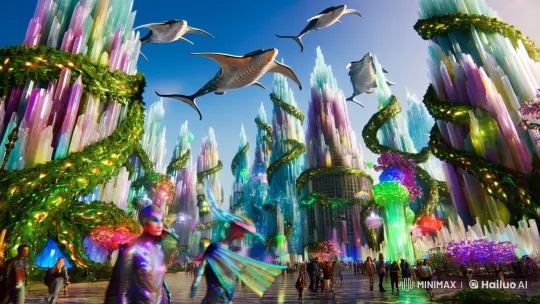 Futuristic Metropolis: A Blend of Nature, Tech, and Aliens – AI Generated Video | Hailuo AI