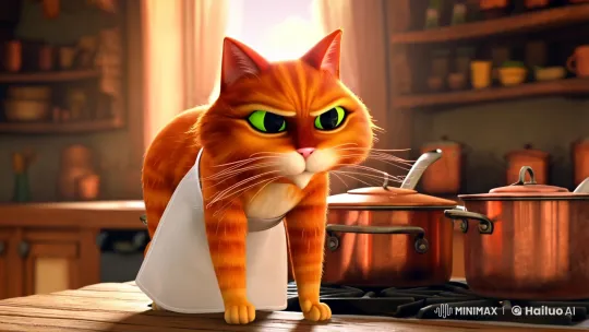 Whisking Cat in Sunlit Kitchen – AI Generated Video | Hailuo AI