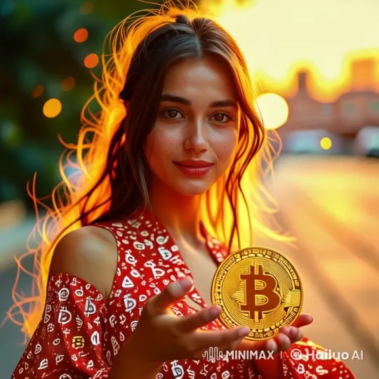 Animated Woman Showcases Dynamic Bitcoin in Golden Sunset – AI Generated Video | Hailuo AI
