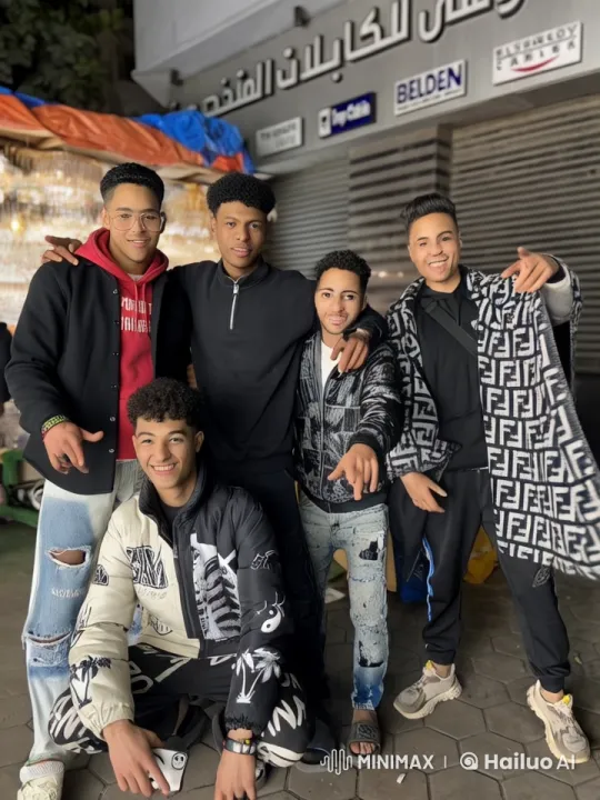 Young Men's Animated Camaraderie in Lively Street Setting – AI Generated Video | Hailuo AI