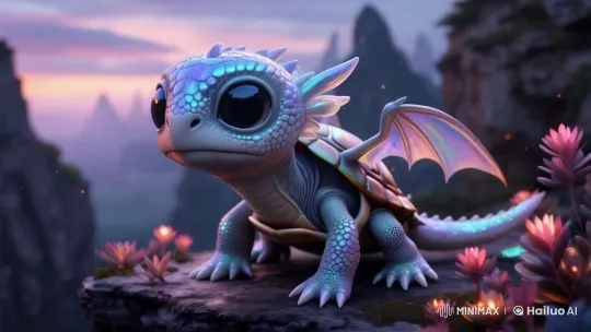 Baby Dragon Enjoys Twilight Flight Over Enchanted Mountains – AI Generated Video | Hailuo AI