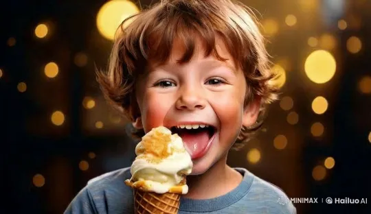 Joyful Kids Enjoying Ice Cream with Magical Flair – AI Generated Video | Hailuo AI