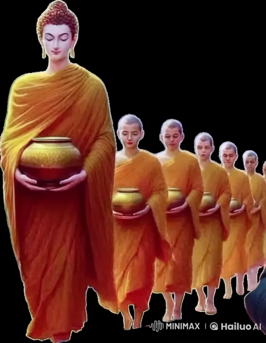 Monks Procession in Sky with Alms Bowls – AI Generated Video | Hailuo AI