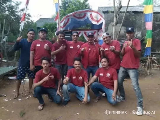 Group of Men in Red Shirts Celebrate with Joyful Jumping and Hug – AI Generated Video | Hailuo AI
