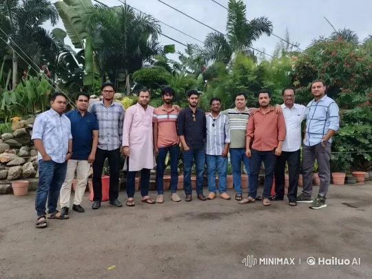 LIVE2D Animated Men Gathering in Lush Garden Setting – AI Generated Video | Hailuo AI