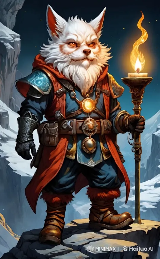 Fox Adventurer Stands on Snowy Mountain Cliff – AI Generated Video | Hailuo AI