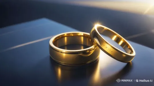 Two Gold Rings Floating and Rotating in Mid-Air – AI Generated Video | Hailuo AI
