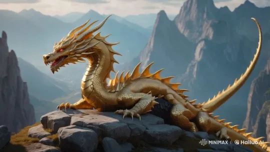 Golden Dragon Transforms Scenery in Majestic Live2D Animation – AI Generated Video | Hailuo AI