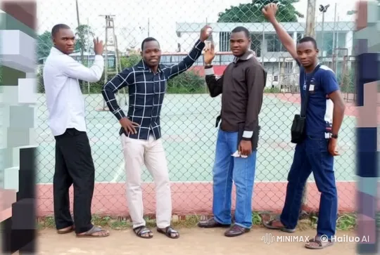 Four Men Chatting Casually at a Tennis Court – AI Generated Video | Hailuo AI