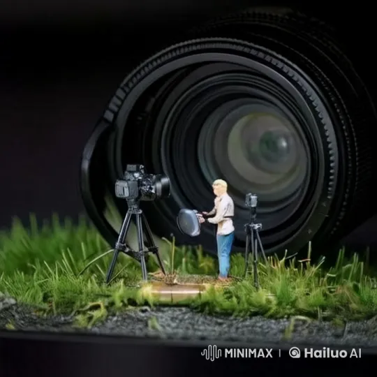 Miniature Professionals Edit Giant Face in Live2D – AI Generated Video | Hailuo AI