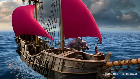 The Red Siren: Raquel's Pirate Journey and Love Amidst Danger – AI Generated Video | Hailuo AI