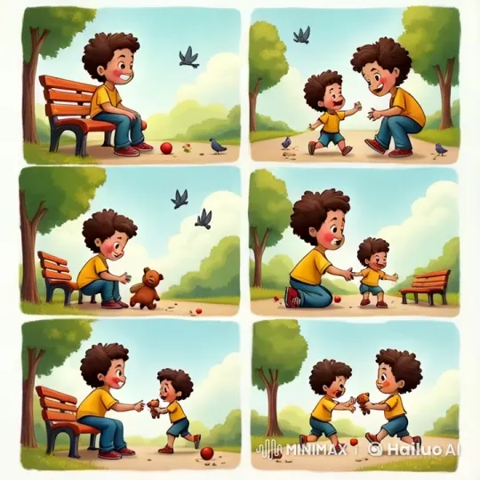 Young Boy Meets Playful Minion in Park – AI Generated Video | Hailuo AI