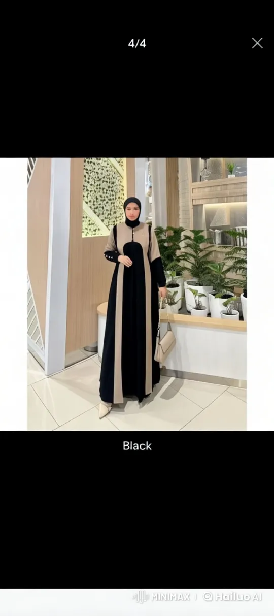 Woman in Abaya with Beige Stripes in Modern Setting – AI Generated Video | Hailuo AI