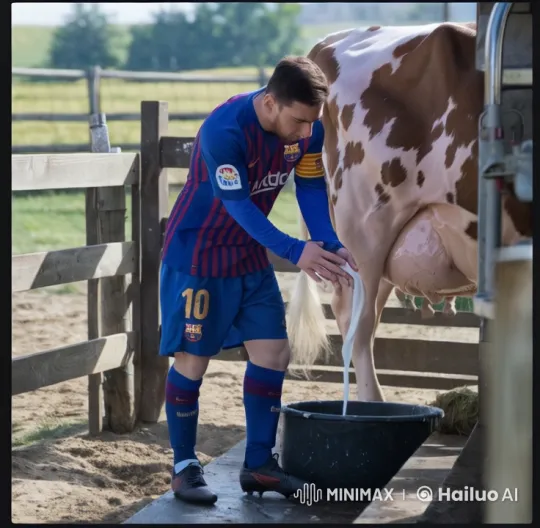Lionel Messi Milks a Cow on a Sunny Farm in Live2D Animation – AI Generated Video | Hailuo AI