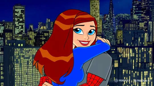 Spider-Man Embraces Mary Jane Amidst Cityscape – AI Generated Video | Hailuo AI