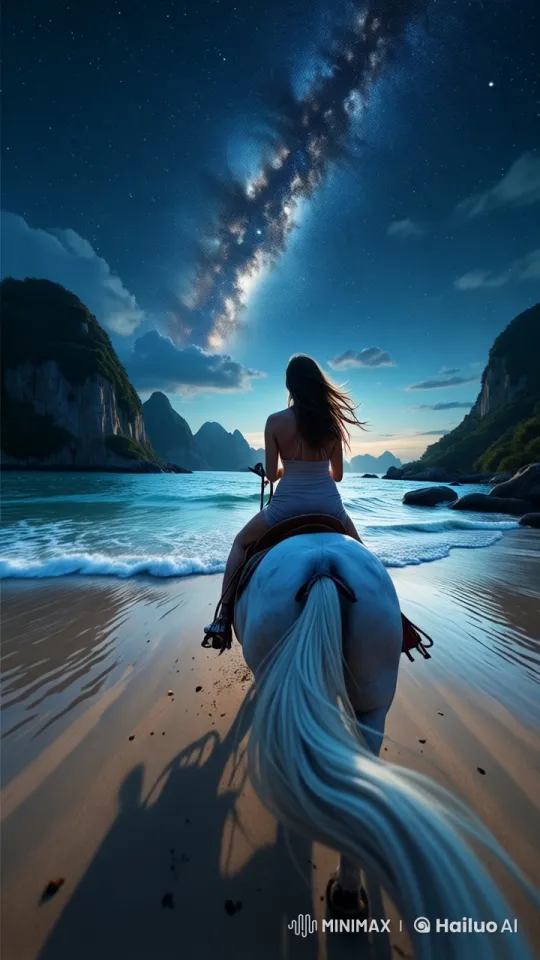 Epic Night Ride on Halong Bay's Enchanting Shore – AI Generated Video | Hailuo AI