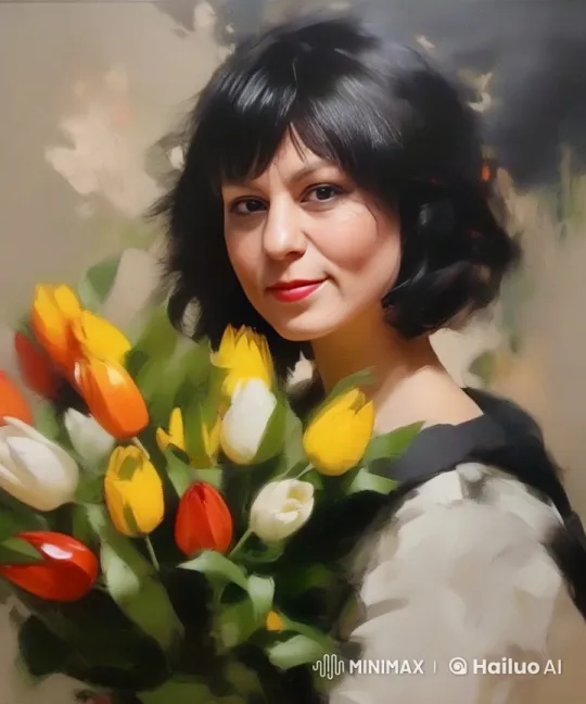 Live2D Video: Person Holding Swaying Tulips in Gentle Breeze – AI Generated Video | Hailuo AI